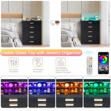 Black Pitted Particleboard With Triamine Coating, Tempered Glass 66*35*83cm, Visible Side Of Cabinet, Five Drawers, Drawer Cabinet With RGB Light - 黑色 - 查看 9