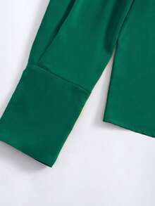 【定制开发】新款女士时尚长袖纯色衬衫，夏季优雅春季款 - 綠色 - 查看 6