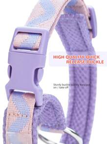 New Fresh Wave Striped Adjustable Dog Collar With Leash, Mesh Lining For Comfort, Small D-Ring For Dog Tag & Bell - Mauve Purple - View 5
