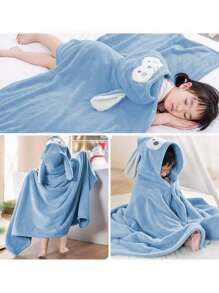 DeTODO Toalla de Baño Infantil de Orejitas Con Capucha - azul real - Ver 5