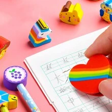 10pcs Random Cartoon Cute Pencil Writing Learning Office Pencil With Eraser Head Exam Special  Learning Stationery Prize
