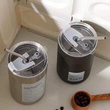 Copo Americano de Café com Gelo em Aço Inoxidável, Copo com Parede Dupla a Vácuo em Aço Inoxidável com Canudo