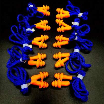 10 pares de protetores auriculares de silicone planos ensacados, protetores auriculares para natação, itens essenciais para praia, acessórios de praia, boia para piscina