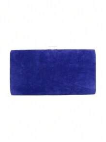 Bolso de mano cuadrado mini de caja rígida de moda de terciopelo, accesorio de vestido formal para fiesta - Azul - Ver 1