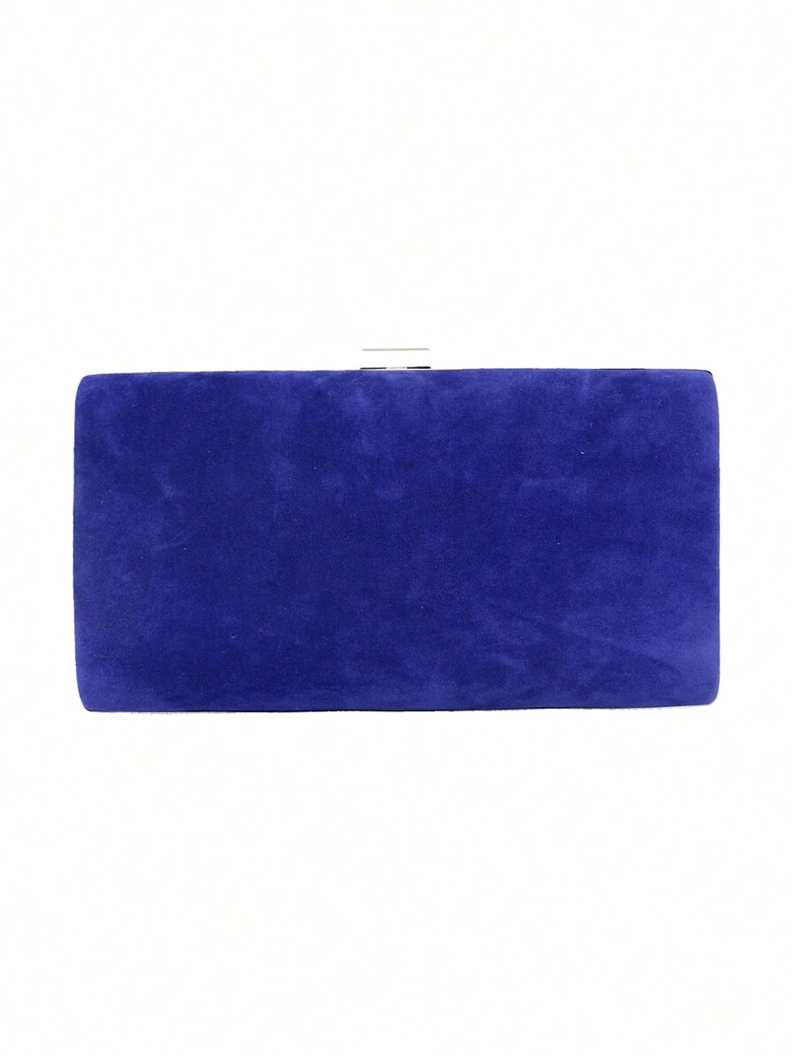Bolso de mano cuadrado mini de caja rígida de moda de terciopelo, accesorio de vestido formal para fiesta - Azul - Ver 1