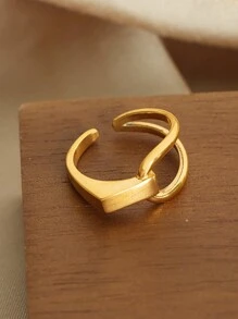 1 件 925 纯银几何线条不对称开口戒指，附赠礼品盒，时尚独特，适合约会、送礼，百搭女性 - 幾何線條開口戒 - 查看 11