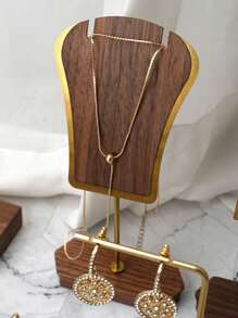 1pc Jewelry Display Stand, Copper & Wooden Necklace, Earrings, Jewelry Display, Prop For Jewelry Photoshoot, Exhibition Booth Decor - Multicolor - View 8