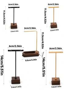 1pc Jewelry Display Stand, Copper & Wooden Necklace, Earrings, Jewelry Display, Prop For Jewelry Photoshoot, Exhibition Booth Decor - Multicolor - View 2