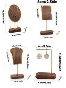 1pc Jewelry Display Stand, Copper & Wooden Necklace, Earrings, Jewelry Display, Prop For Jewelry Photoshoot, Exhibition Booth Decor - Multicolor - View 3