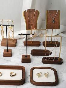 1pc Jewelry Display Stand, Copper & Wooden Necklace, Earrings, Jewelry Display, Prop For Jewelry Photoshoot, Exhibition Booth Decor - Multicolor - View 6