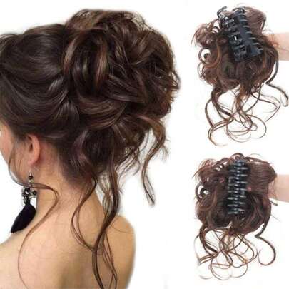 1 pièce Chouchou pour chignon décoiffé, design floral, look naturel et moelleux, fibre résistante à haute température, utilisation pratique, cadeau élégant. Pinces à cheveux, barrettes, pinces, clips, accessoires de cheveux pour femmes pour les vacances, la rentrée et l'hiver.