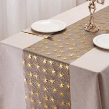 1/2 pezzi Runner da tavolo a ragnatela di Ognissanti da 11*108 pollici, ragnatela sottile con ragno arancione e zucca, adatto per decorazione tavolo per Ognissanti, festa in casa, vacanze. Opzioni multiple in oro e nero