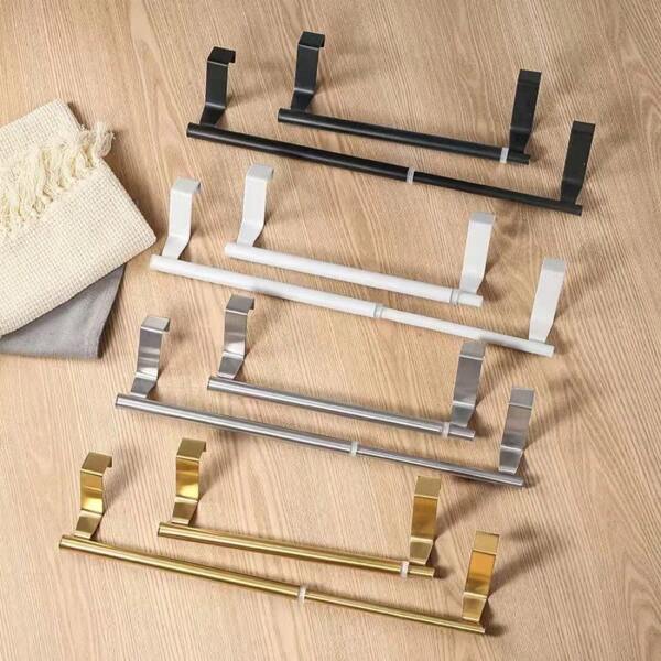 Durable & Rust-Resistant Stainless Steel Towel Bar - Wallmount Without Drilling, Modern Design, Ideal For Bathroom Door Or Cabinet