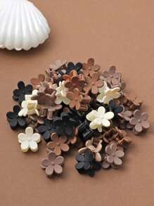 30pcs/Set Assorted Size Flower And Wave Design Fashion Hair Clips For Women, Cartoon Style, Random Colors Hair Claws Claw Clips Hair Jaw Clip Hair Clamps Hair Clutch Hair Catcher Clip