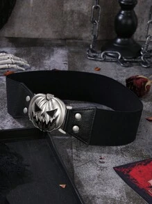 1Pc Phong Cách Gothic Đầu Bí Ngô Khóa Hợp Kim Dây Thắt Lưng, Đường Phố Hiphop Đầu Lâu Trang Trí Eo Phụ Kiện, Cho Tiệc Halloween & Đeo Hàng Ngày - màu đen - Xem 2