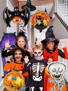 5 cái/bộ Bóng bay lá ngôi nhà ma ám Halloween, bao gồm quan tài, đầu lâu, dơi, bóng bay chúc mừng Halloween, thích hợp cho bữa tiệc Halloween, bầu không khí đáng sợ, cuộc diễu hành Halloween, trang trí ngoài trời trong nhà cosplay Halloween - Nhiều màu - Xem 5