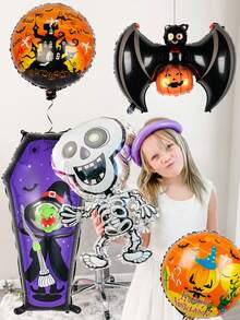5 cái/bộ Bóng bay lá ngôi nhà ma ám Halloween, bao gồm quan tài, đầu lâu, dơi, bóng bay chúc mừng Halloween, thích hợp cho bữa tiệc Halloween, bầu không khí đáng sợ, cuộc diễu hành Halloween, trang trí ngoài trời trong nhà cosplay Halloween - Nhiều màu - Xem 7