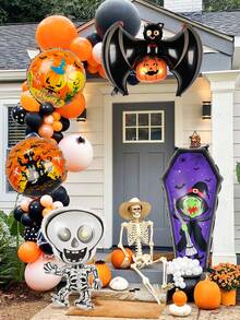5 cái/bộ Bóng bay lá ngôi nhà ma ám Halloween, bao gồm quan tài, đầu lâu, dơi, bóng bay chúc mừng Halloween, thích hợp cho bữa tiệc Halloween, bầu không khí đáng sợ, cuộc diễu hành Halloween, trang trí ngoài trời trong nhà cosplay Halloween - Nhiều màu - Xem 4