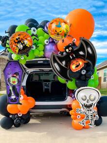 5 cái/bộ Bóng bay lá ngôi nhà ma ám Halloween, bao gồm quan tài, đầu lâu, dơi, bóng bay chúc mừng Halloween, thích hợp cho bữa tiệc Halloween, bầu không khí đáng sợ, cuộc diễu hành Halloween, trang trí ngoài trời trong nhà cosplay Halloween - Nhiều màu - Xem 6