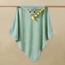 1 bucată prosop și halat cu glugă pentru bebeluși cu design drăguț de dinozaur, halat de baie poncho cu desene animate pentru sugari, fleece corali de pluș super absorbant și respirabil, potrivit pentru baie, dormitor, piscină, plajă - Verde - Vizualizare 4