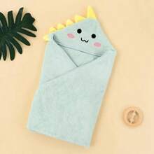 1 bucată prosop și halat cu glugă pentru bebeluși cu design drăguț de dinozaur, halat de baie poncho cu desene animate pentru sugari, fleece corali de pluș super absorbant și respirabil, potrivit pentru baie, dormitor, piscină, plajă - Verde - Vizualizare 2