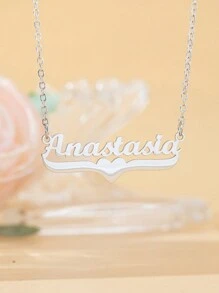 Customized Name Necklace, Stainless Steel Gold Minimalist Handwritten English Letter Jewelry Personalized, Gift For Couple, Friends, Mom For Christmas, Halloween, Valentine's Day, Anniversary - Silver - View 13