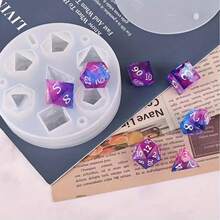 1pc Resin Dice Mold, Resin Dice Silicone Mold, 7 Cavity Sharp-Edged Polyhedron Dice Silicone Mold, For Epoxy Resin Casting DIY Standard Dice Tabletop Board Game Hobbyist Gift, Soft Clay Jewelry DIY - Mould - View 3