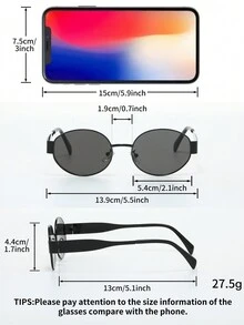 1pc Retro Oval Frame Personalized Fashion Glasses For Women, Elegant Beach Accessory For Daily Wear - Gold - View 3