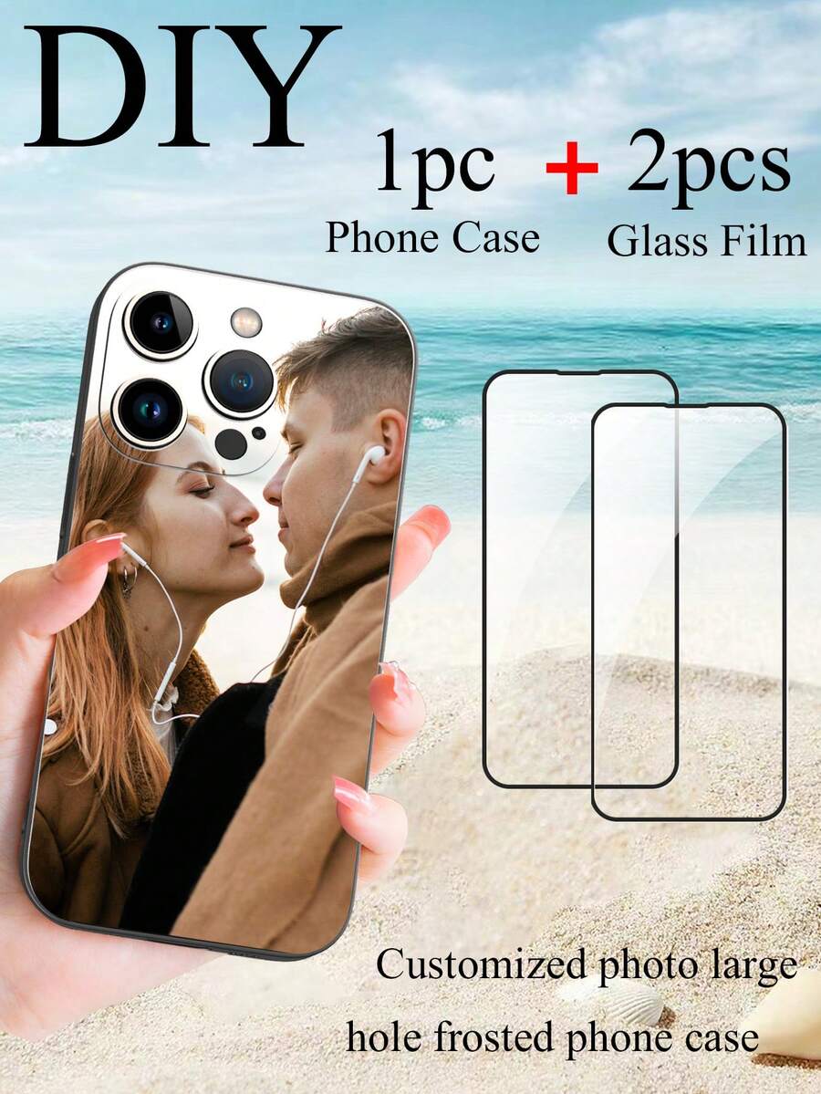 1 Customized Protective Case And 2 Silk Screen Full Screen Protective Tempered Films, Personalized Personalized Personalized Picture Phone Case, Shockproof Silicone And Printing Design, Compatible With IPhone Models