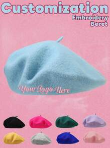 Unisex Beret With Customized Embroidered Letters For Artists, Daily Wear - Name Customization - View 1