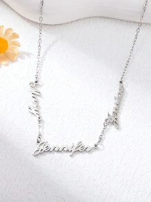 1 pièce Collier pendentif personnalisé à plusieurs noms en acier inoxydable plaqué or 18 carats, cadeau pour couple, ami, famille - Argent doré, Argent élégant, Mode automne, Décontracté, Vintage, Vieux argent personnalisé, Personnalisé, Cadeau unique idéal pour elle, petite amie, mère, famille, amis, fille, grand-parents pour anniversaires, fête des mères, Saint-Valentin, remise des diplômes, mariages