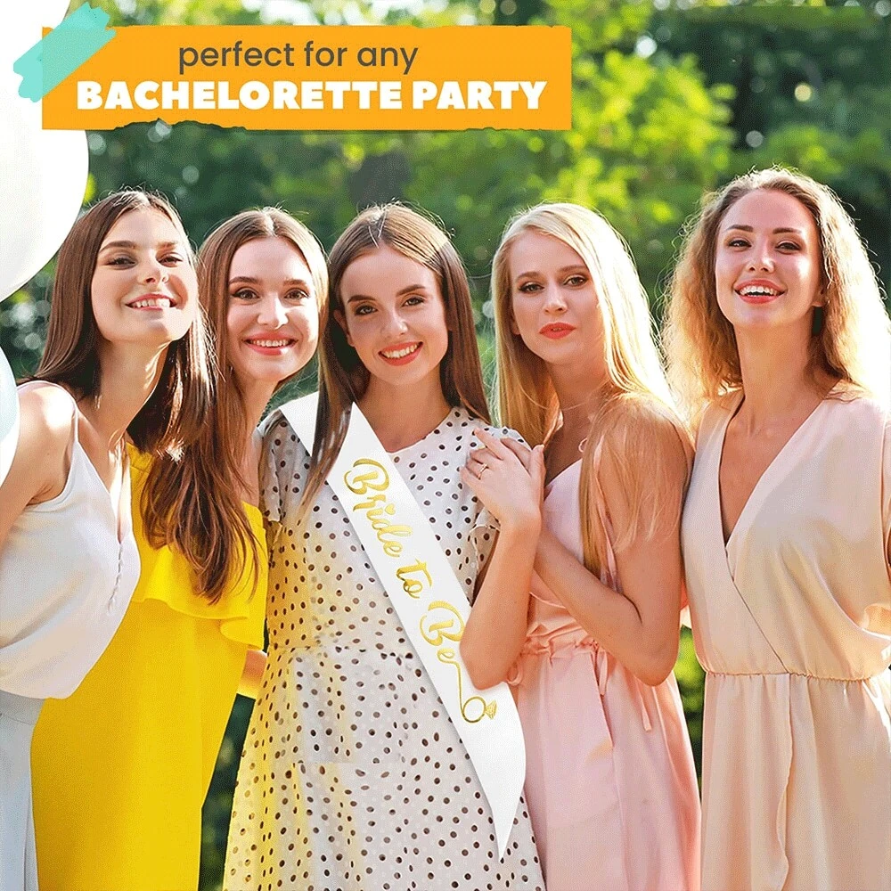 Accessoires Enterrement De Vie De Jeune Fille - 9 Pièces : Ceinture BRIDE, Bracelets, Autocollants - Pour Fête De Poule
