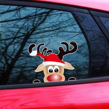 1 Stück Weihnachtsmann und Rentier Auto Fenster Glas Dekor Aufkleber, Weihnachtsgeschenk, Weihnachten