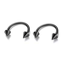2pcs/Set 16G Horseshoe Nose Ring Stainless Steel Hypoallergenic 18K Gold Plated Black 8mm 10mm For Nose,Lip,Earrings,Septum,Cartilage Piercing,Unisex, Fashion Style,Body Jewelry For Men & Women