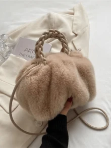 南瓜包，可爱毛绒包，可爱迷你手提包，毛绒包斜挎包，柔软单肩包，秋季家居装饰化妆包 - 彩色 - 查看 10