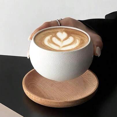 1pc Vintage Matte White Stone Ceramic Mug, Premium Matte Egg-Shaped Latte Coffee Cup, Elegant Afternoon Tea Cup, Specialty Milk Froth Cup