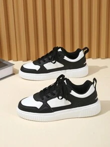 经典时尚休闲透气运动鞋，男女舒适运动鞋，适合户外、街头风格、生日礼物、校园散步，防滑耐用 - 白黑 - 查看 4