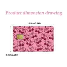 4 piezas Pegatina de tarjeta de crédito con lazo de cereza rosa, vinilo extraplano, impermeable y resistente a arrugas, cubierta extraíble para tarjeta de débito - Multicolor - Ver 3