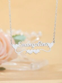 Customized Name Necklace, Stainless Steel Gold Minimalist Handwritten English Letter Jewelry Personalized, Gift For Couple, Friends, Mom For Christmas, Halloween, Valentine's Day, Anniversary - Silver - View 9