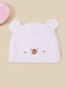TUTUYA 4 季婴儿帽，新生儿男婴女婴可爱柔软弹力无檐小便帽 - 白色 - 查看 3