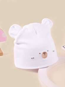 TUTUYA 4 季婴儿帽，新生儿男婴女婴可爱柔软弹力无檐小便帽 - 白色 - 查看 1