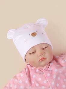 TUTUYA 4 季婴儿帽，新生儿男婴女婴可爱柔软弹力无檐小便帽 - 白色 - 查看 2