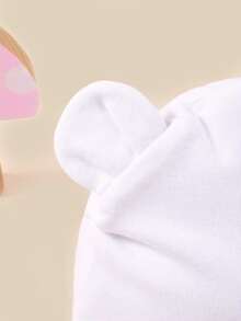 TUTUYA 4 季婴儿帽，新生儿男婴女婴可爱柔软弹力无檐小便帽 - 白色 - 查看 4