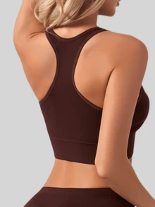 3 szt. Damski bezszwowy stanik sportowy w jednolitym kolorze, oddychający i wygodny do jogi, biegania, bielizny fitness, szybkoschnący podkoszulek