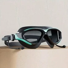 1pc Adult Swimming Goggles, Waterproof And Anti-Fog Goggles, Clear Professional Large Frame Swimming Goggles For Men And Women Summer - Green - View 1