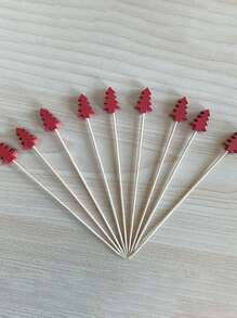 30pcs Colorful Christmas Tree Cocktail Decoration Sticks, Stirring Sticks, Creative Christmas Tree Shape Fruit Decoration Sticks, Baking Cake Decoration Sticks, Food Tasting Toothpicks. For Festivals And Parties Decoration Sticks, Christmas Gifts, Merry Christmas, Party, Birthday Decoration, For Outdoor, Camping - Multicolor - View 11