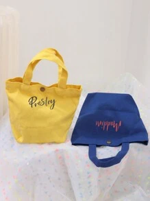 1pc Mini Minimalist Handbag, Fashionable Cute School Style Reusable Canvas Tote Bag With Pockets, Durable Shoulder Bag Letter Versatile,Large Capacity,Functional,Foldable,Practical,All-Purpose Contracted,Minimalist,Kawaii,Vacay Vibes/Vacation,Leisure,Basics Hot Pink,Royal Blue,Green Personalized,Unique,Custom Personalized Gifts For Women,Toiletry Bag Ideal Gifts For Her Girlfriend,Family,Friends,Children,Pink Girls For Anniversaries,For Birthdays,For Holiday/ Vacation,For School,For Outdoors/Outings/Travel/Hiking/Stadium/Sports/Climbing,All-Purpose,Large Capacity,Versatile,Multifunction,Colorful,Cute,Adorable,Contracted,Funny,Kawaii,Y2K,Minimalist,Commuting,Business Casual,Basics,Custom,Personalized,Unique,Customized,Ideal Gifts For Him,Ideal Gifts For Her,Her,Family,Friends,Girlfriend,For Anniversaries,For Birthdays,For Holiday/ Vacation,For Outdoors/Outings/Travel/Hiking/Stadium/Sports/Climbing,For Business/Commute/Work/Office