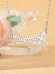 Customized Name Necklace, Stainless Steel Gold Minimalist Handwritten English Letter Jewelry Personalized, Gift For Couple, Friends, Mom For Christmas, Halloween, Valentine's Day, Anniversary - Silver - View 11