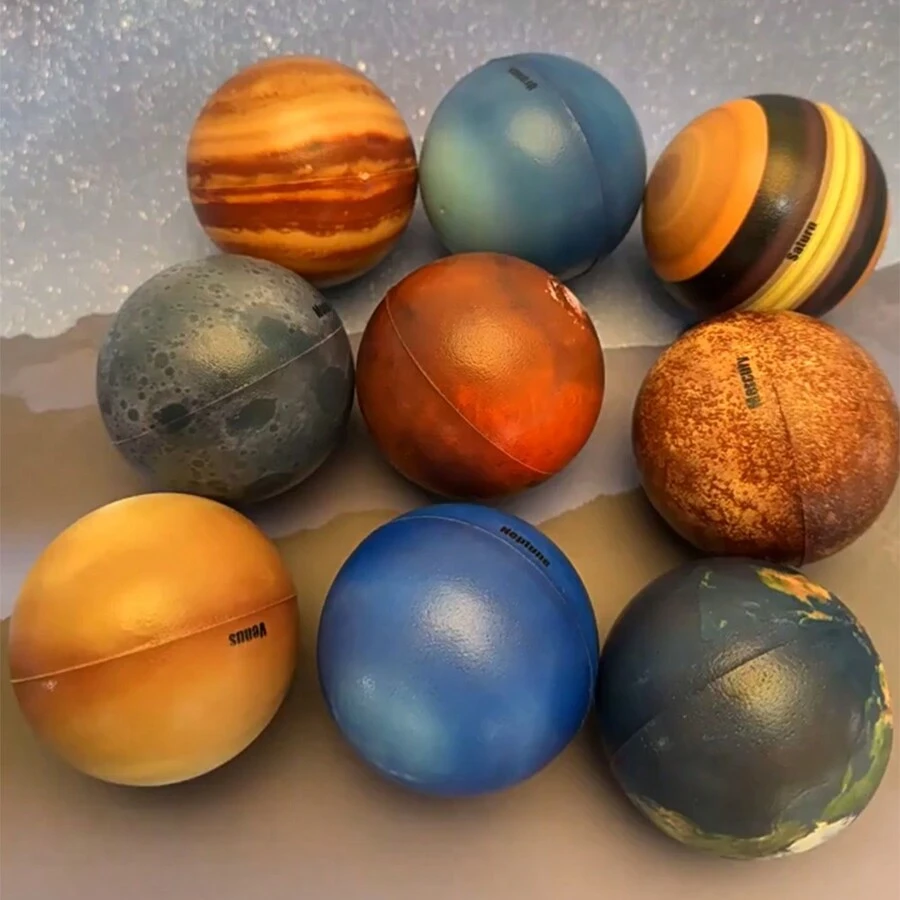 9 件太阳系减压球套装 - 抗压力星球挤压玩具，太空主题减压玩具，适合派对礼物、生日礼物 - 彩色 - 查看 1