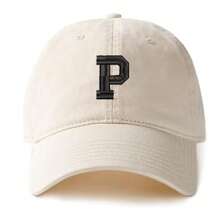 A-Z English Letters Casual Polyester Baseball Cap, Beige, All Season